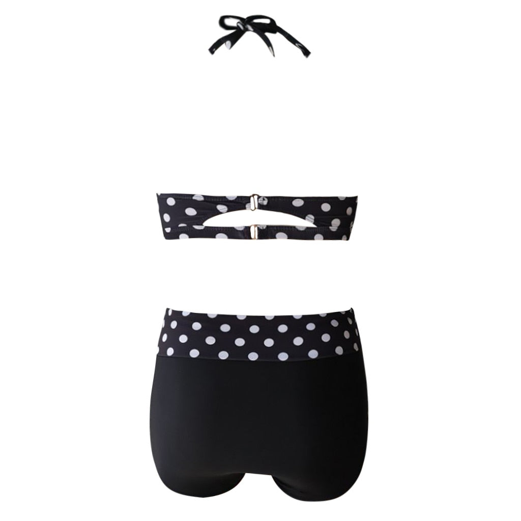 Sexy Bandage Bikinis Women High Waist Bikini Plus Size Women Polka Dot Print Beach Swimwear Swimwear Biquini - Mammalook