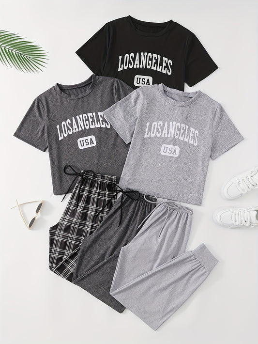 3-Piece Women's Letter Print pyjama Set - Mammalook