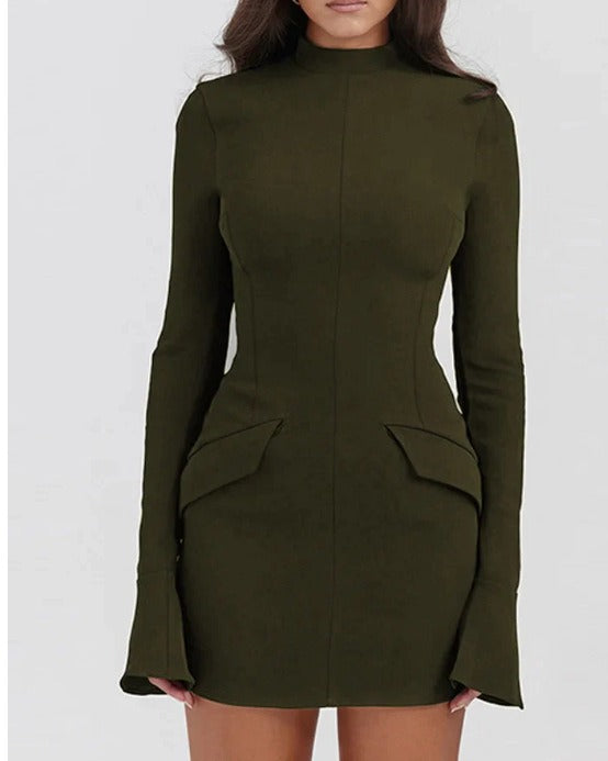 Elegant Slim Fit Long-Sleeved Dress - Mammalook