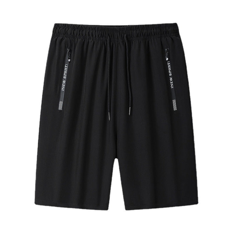 Shorts Mens New Quarter Pants Mens Solid Color Straight Tube Quick Drying Ice Silk Pants Korean Version Large Beach Pants - Mammalook