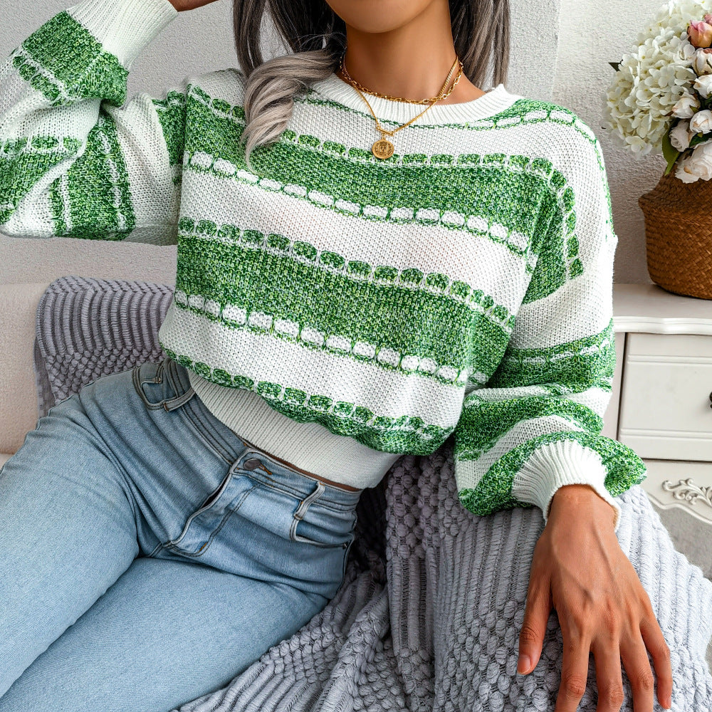 Ins Style Autumn And Winter Fashion Collision Color Long Sleeve Knitted Sweater - Mammalook