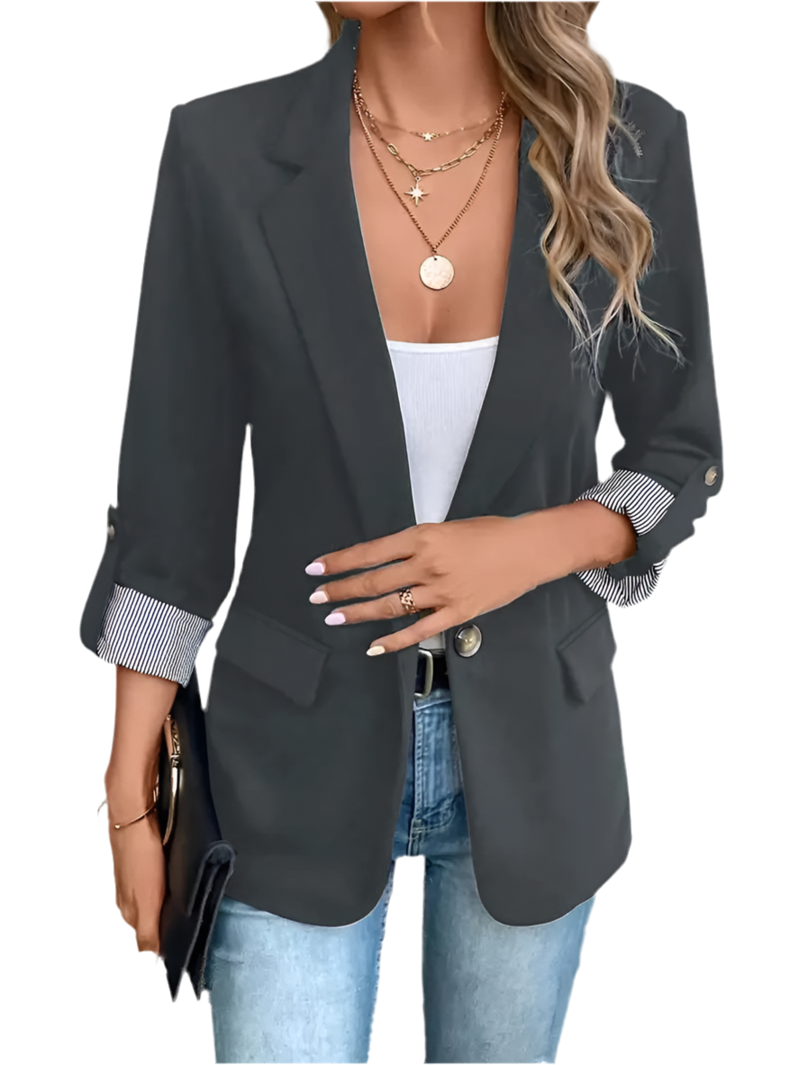 Button-Up Slim Fit Suit Jacket – Seven-Quarter Rolled Sleeve