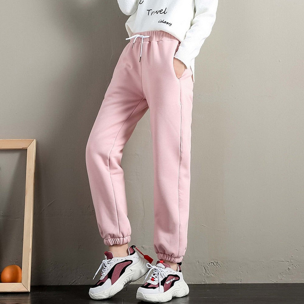 Winter Women Gym Sweatpants Workout Fleece Trousers Solid Thick Warm Winter Female Sport Pants Running Pantalones Mujer - Mammalook