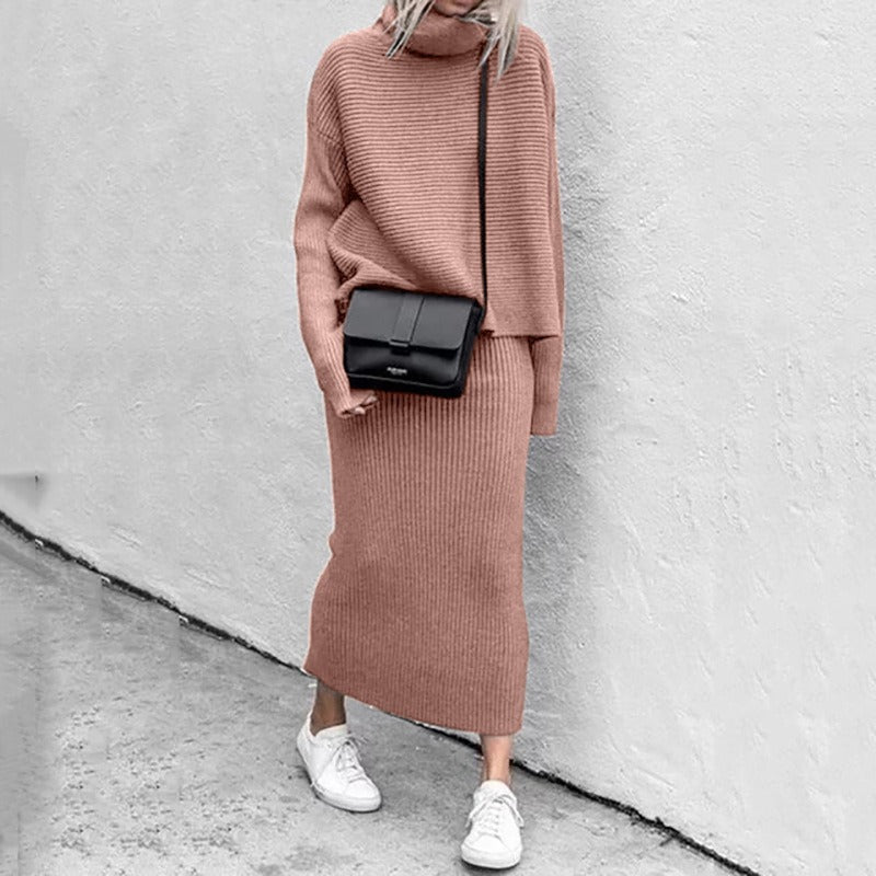 European and American women's autumn new casual loose fashion long skirt two-piece set - Mammalook