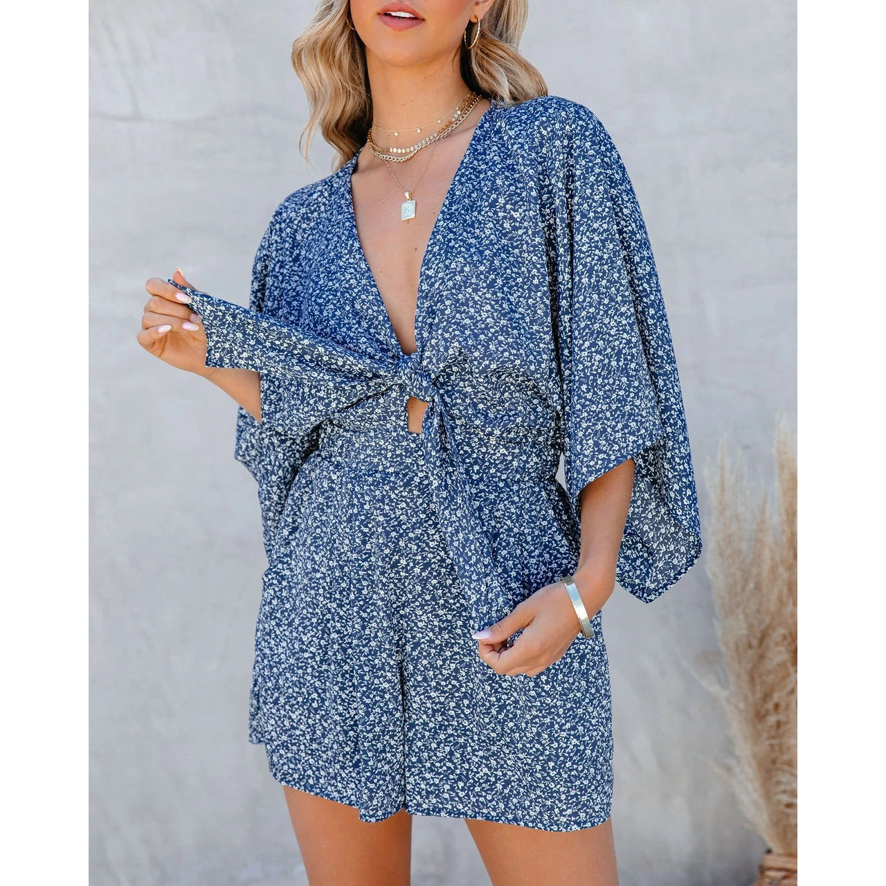 V-Neck Lace Loose Jumpsuit