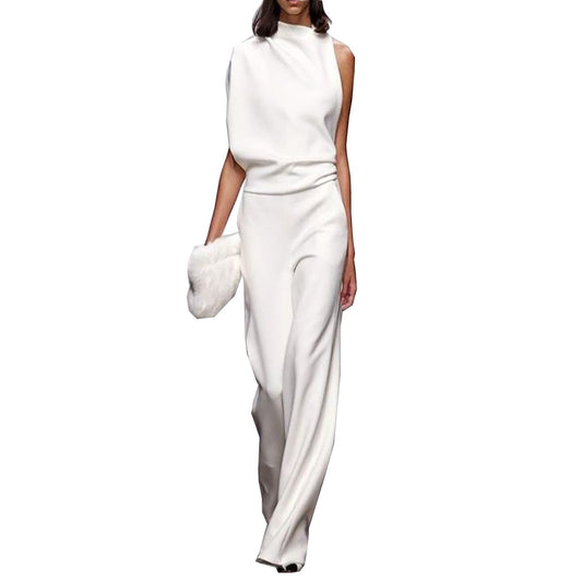 Single shoulder sleeve casual commuting jumpsuit - Mammalook