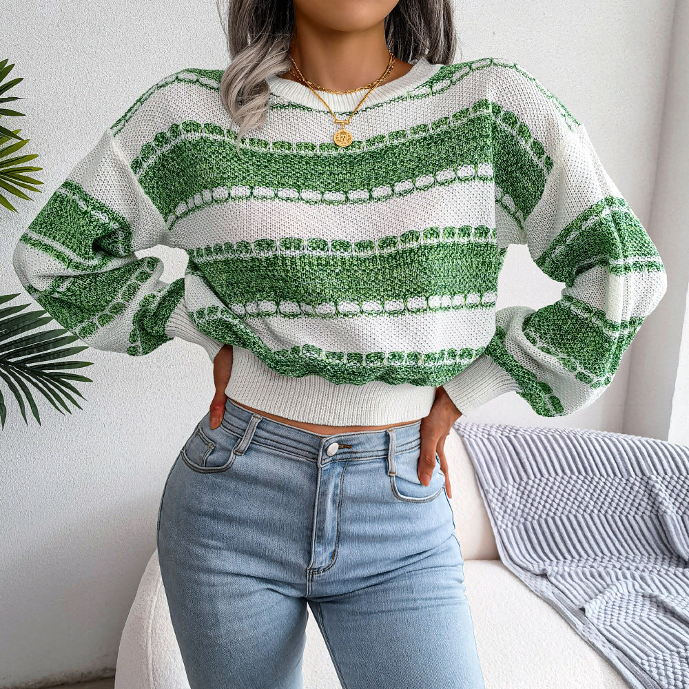 Ins Style Autumn And Winter Fashion Collision Color Long Sleeve Knitted Sweater - Mammalook