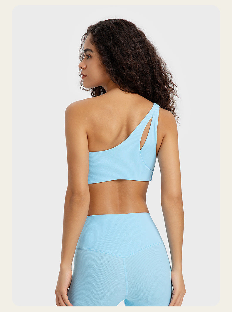 Yoga Suit Suspender Waistcoat Women's BeautifulBack Design Sense Oblique Shoulder Tunning Sports Fitness Sexy Top - Mammalook