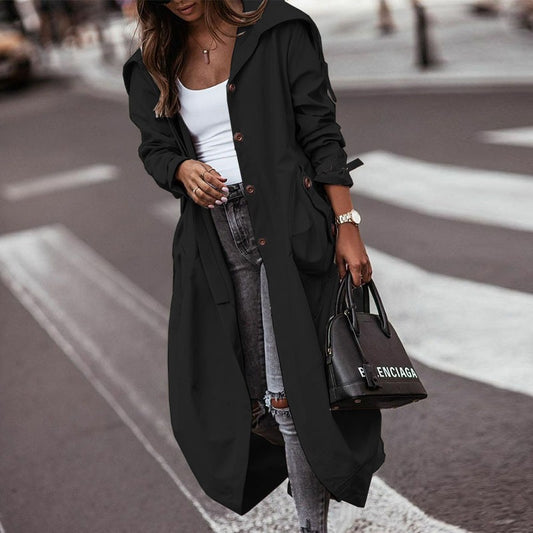 Casual Large Lapel Mid-Length Trench Coat for Women - Mammalook