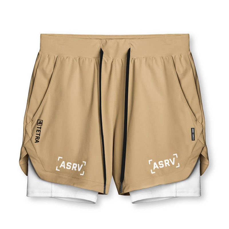 Wear Summer Sports Shorts Men's Fake Two-Piece Quick-Drying Double-Layer Basketball Pants Anti-Running Training Five-Point Pants - Mammalook