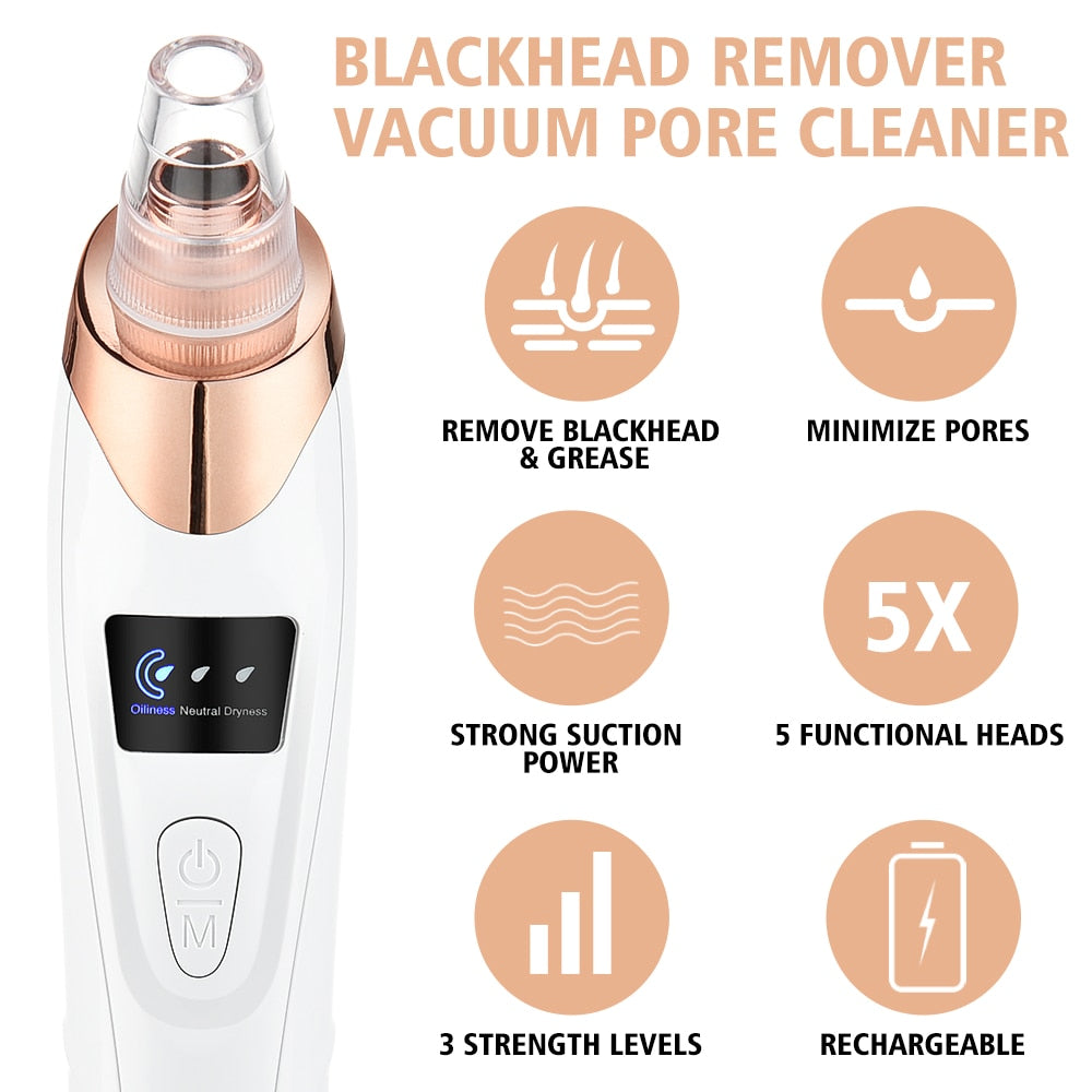 Blackhead Remover Vacuum Acne Pimple Black Spot Suction Electric Facial Pore Cleaner Skincare Exfoliating Beauty Instrument - Mammalook