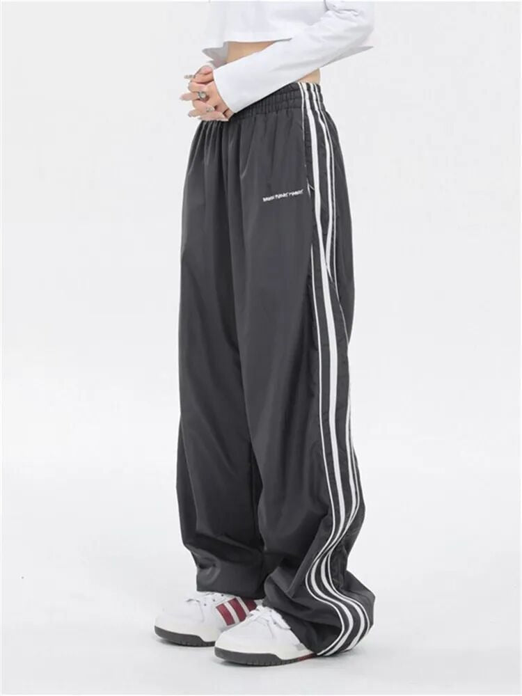 American Retro Striped Patchwork Sports Pants – Spring and Autumn - Mammalook