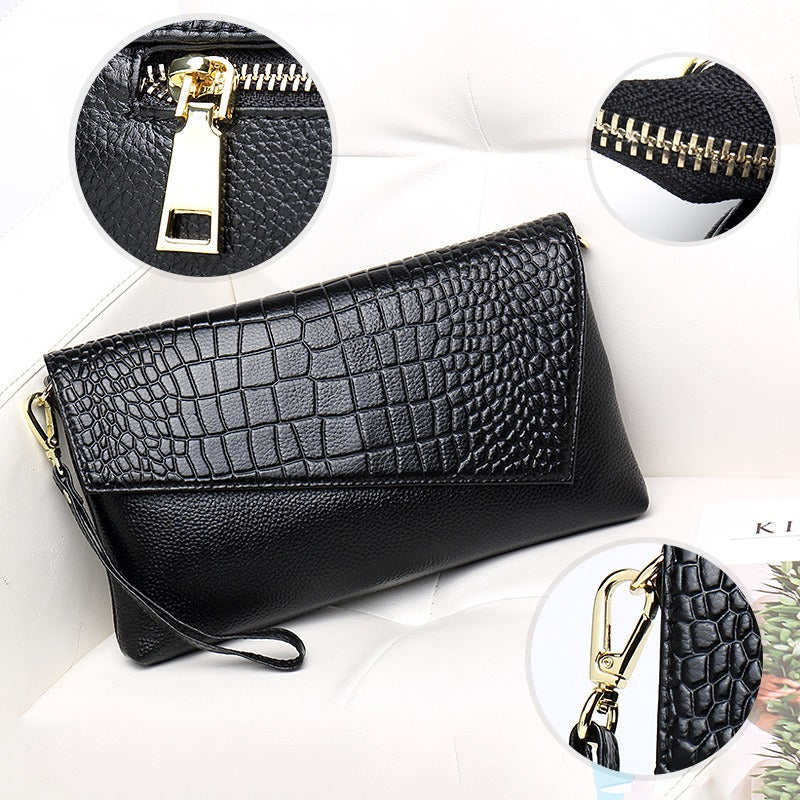 Litchi grain top layer cowhide fashion Shoulder bag Multifunctional leather Clutch bag Large capacity crossbody bags for women - Mammalook