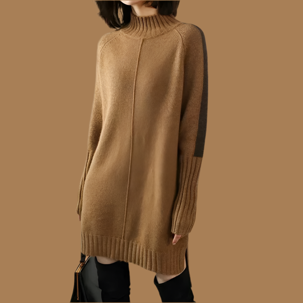Turtleneck Knitted Sweater Women Pullovers Dress Autumn Winter Warm Thick Jumpers Wool Knit Crochet Y2k Split Jumper Cardigan