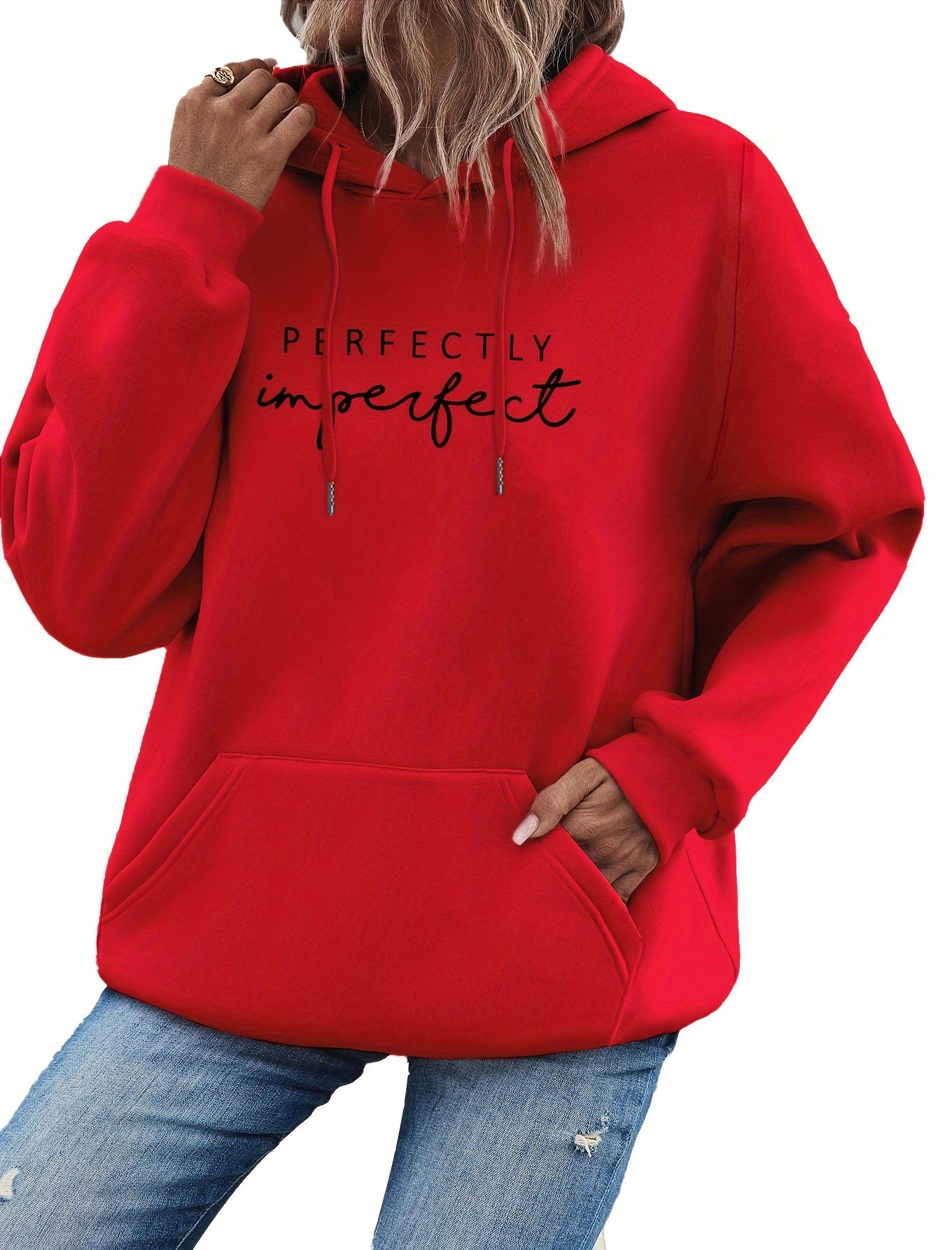 Trendy Letter Print Womens Hoodie - Comfy Kangaroo Pocket & Adjustable Drawstring Hood - Casual Long Sleeve Sweatshirt for Fashion-Forward Ladies - Mammalook