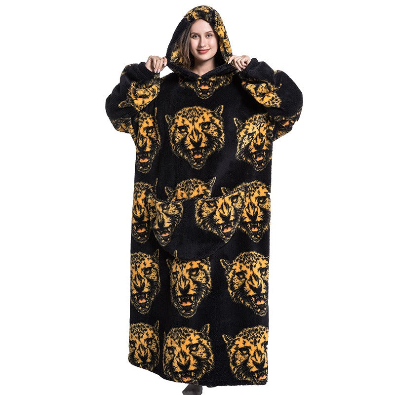 Super Long Flannel Blanket with Sleeves Winter Hoodies Sweatshirt Pullover Fleece Giant Wearable Blanket Hoodie Oversized - Mammalook