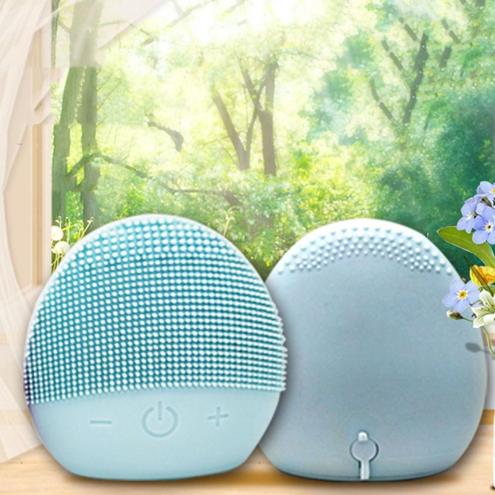 USB Facial Cleansing Brush Sonic Vibration Mini Face Cleaner Silicone Deep Pore Cleaning Electric Waterproof Massage - Mammalook