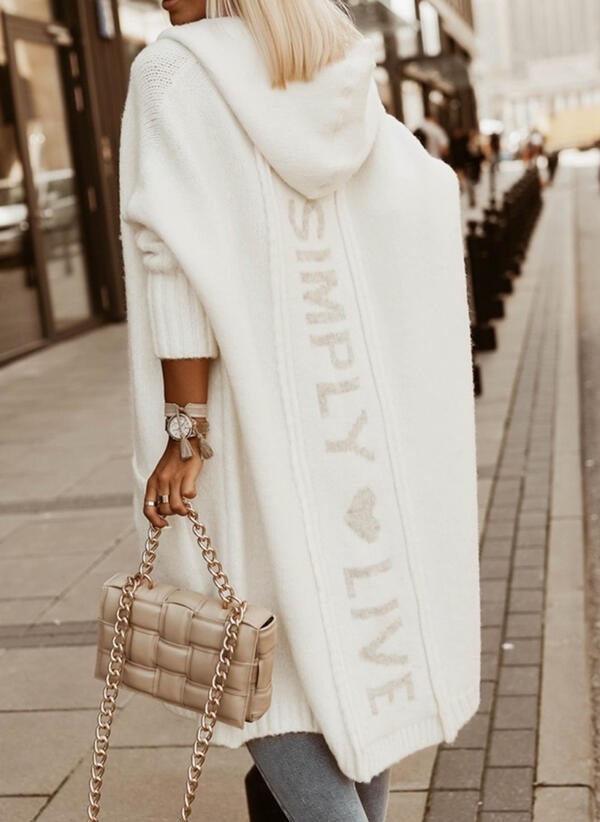 Autumn/Winter New Hooded Loose Knitted Mid length Cardigan Coat - Mammalook