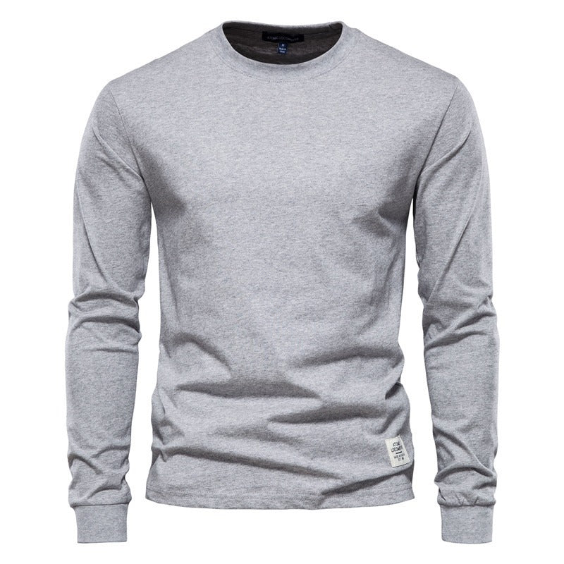 Autumn Fashion Long Sleeve New Men's Solid Long Sleeve Top High Street Inner Cotton T-Shirt - Mammalook