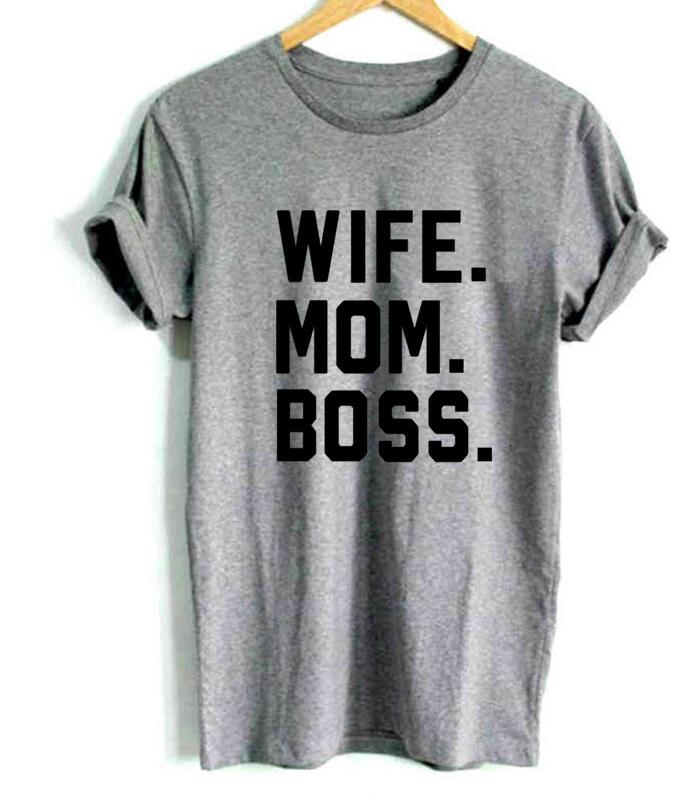 WIFE MOM BOSS Letters Print Women Tshirt Cotton Casual Funny Tshirt For Lady Girl Top Tee - Mammalook