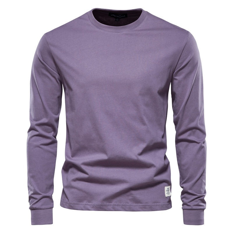 Autumn Fashion Long Sleeve New Men's Solid Long Sleeve Top High Street Inner Cotton T-Shirt - Mammalook
