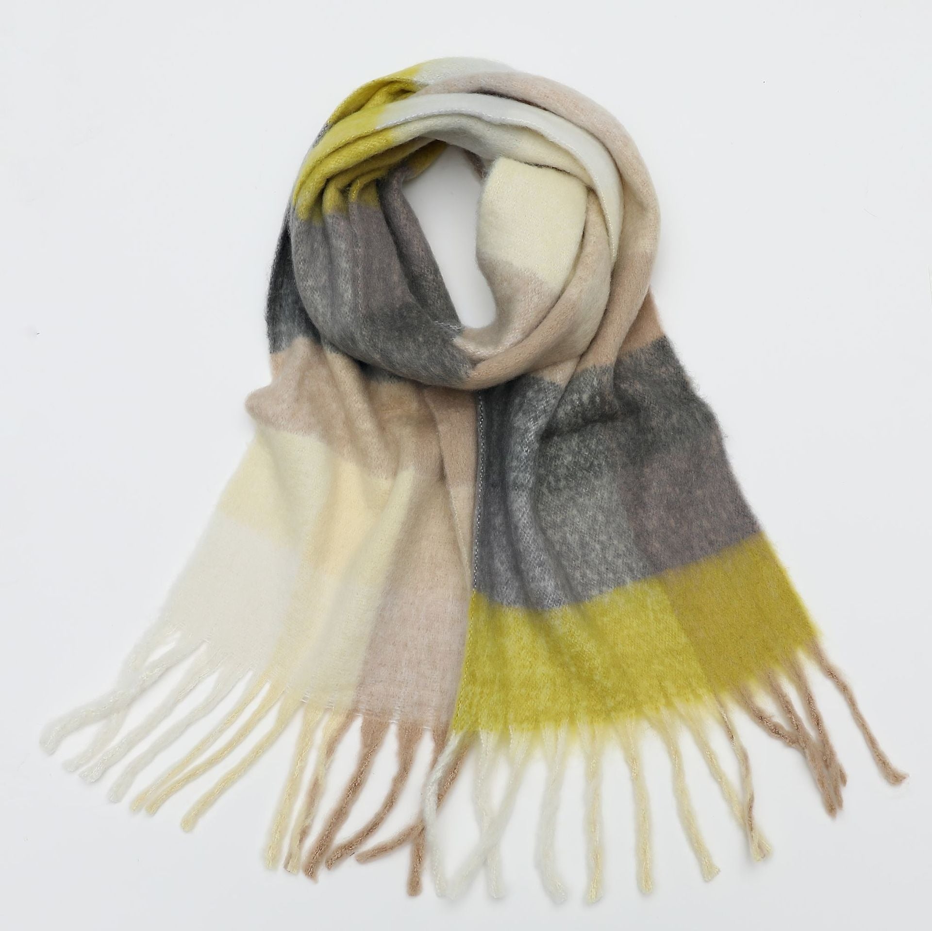 Autumn and Winter Imitation Cashmere Scarves – Thickened Striped Plaid with Tassels - Mammalook