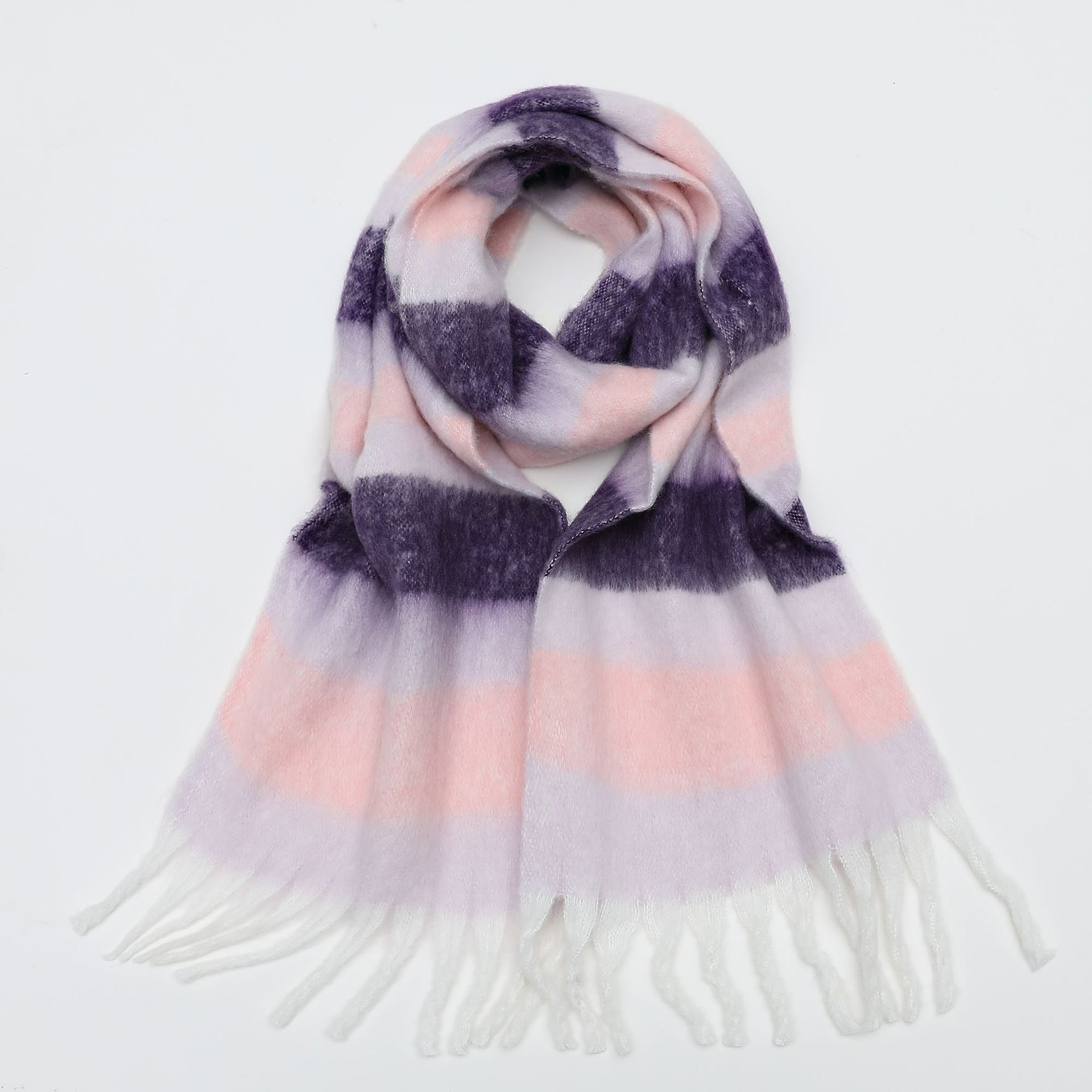 Autumn and Winter Imitation Cashmere Scarves – Thickened Striped Plaid with Tassels - Mammalook