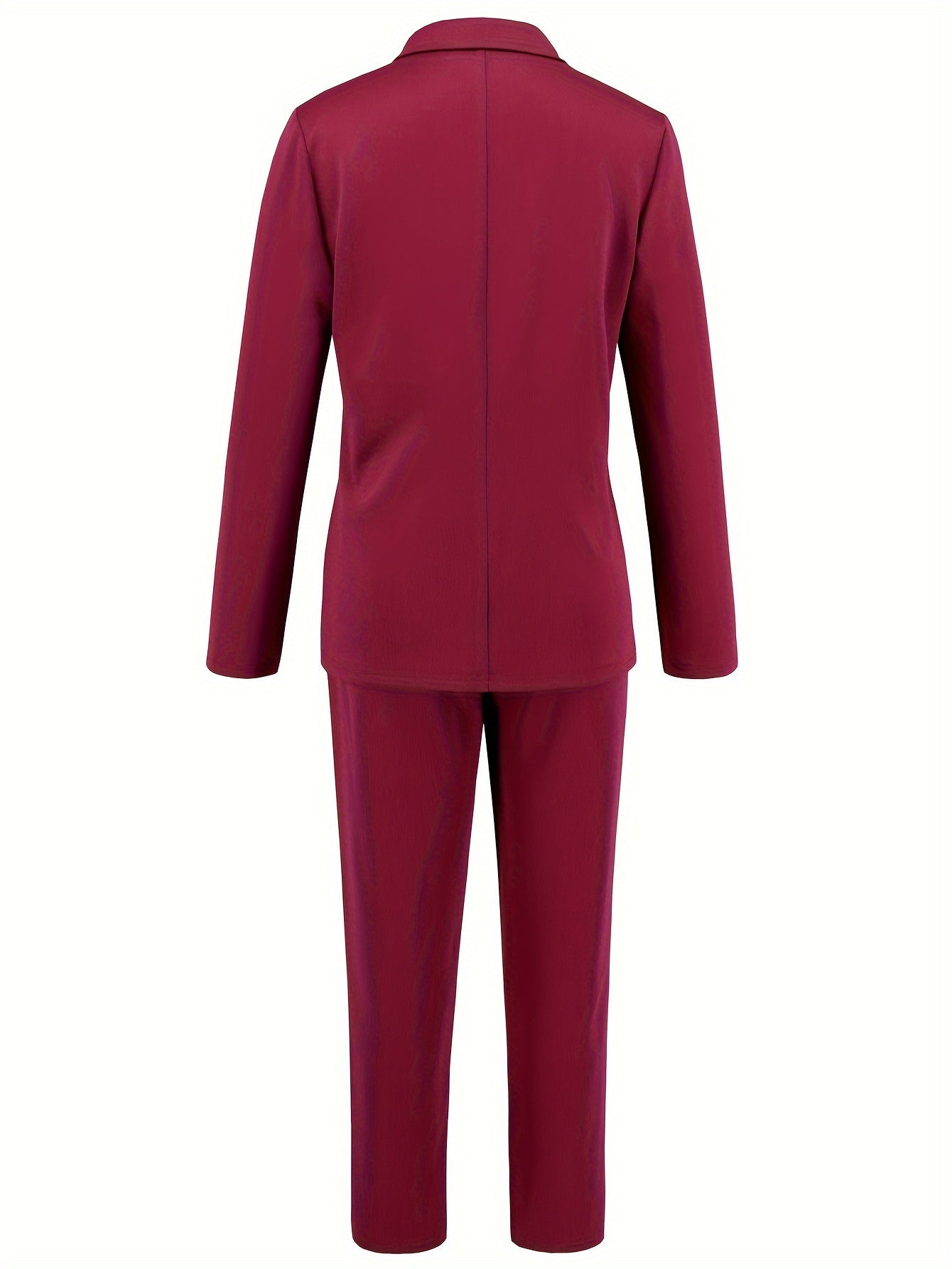 Casual Office & Work Pants Set, Single Breasted Lapel Blazer & Solid Color Simple Pants, Women's Clothing - Mammalook