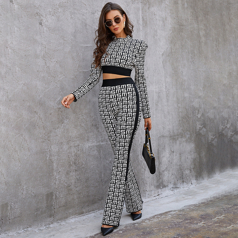 Spring Women's Temperament Commuter High Quality Printed Long Sleeve Big Brand Fashion Suit - Mammalook