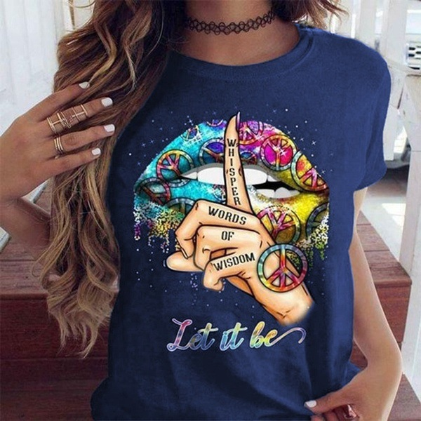 Lips Watercolor Graphic T Shirt lip Women Tops Shirt Base O-neck Sexy Black Tees Kiss lip Funny whisper words Girls Tshirt - Mammalook
