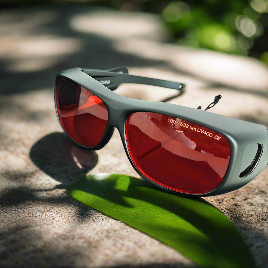 190-550nm OD 5+ 532nm Professional Green Laser Safety Glasses Red lenses Protective Goggles
