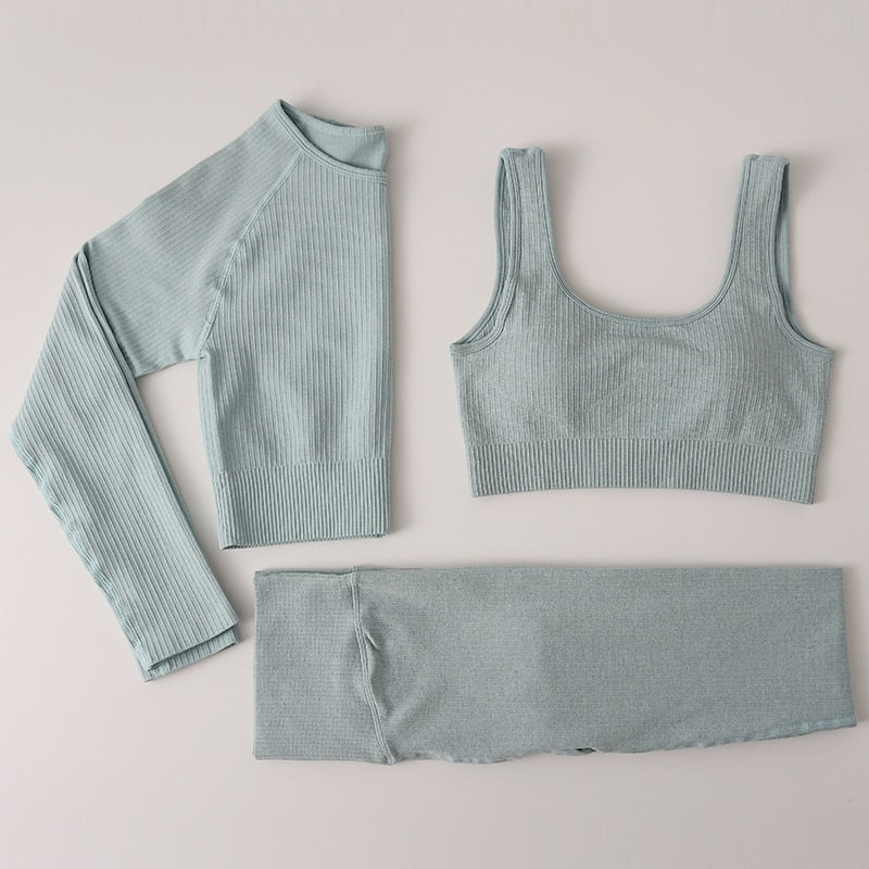 Women Gym Clothing Female High Waist Yoga Pants Tracksuit Women Fitness Clothing 2 Piece Set - Mammalook