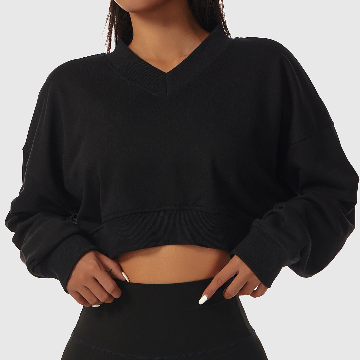 Loose Long Sleeve Sports Sweater For Women Outdoor Fitness Wear V-Neck Pullover Casual Top Fashionable Versatile Sweater - Mammalook