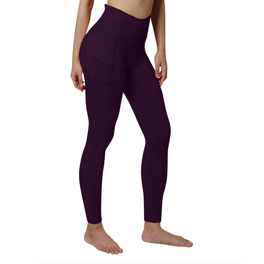 European and American High Waisted, Hip Lifting, Slimming, Fitness, Side Pockets, Sports Bottoming, Yoga Pants For Women - Mammalook