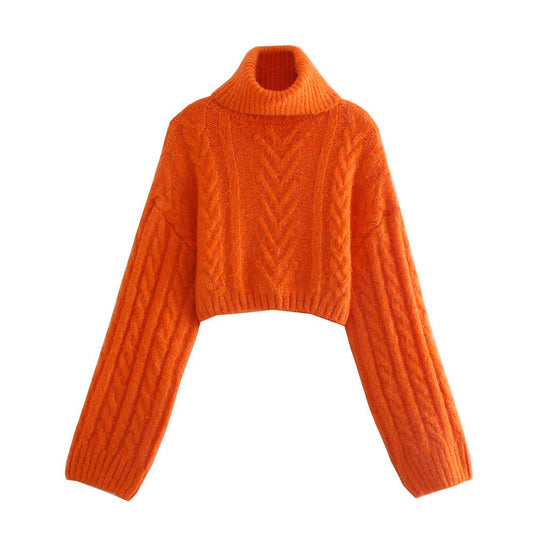 Loose and Thin Short High Neck Pullover Sweater - Mammalook