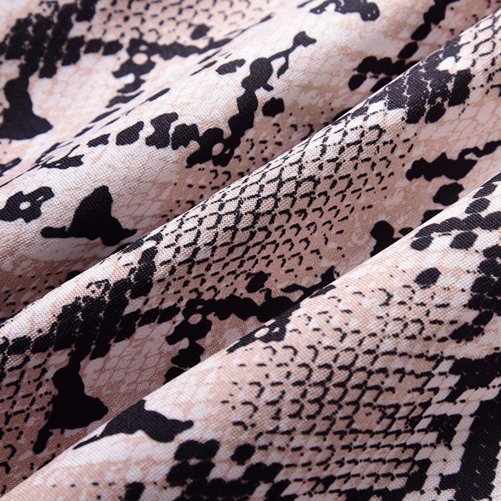 Womens Blouses Fashion Sexy Long Sleeves Leisure Snake Print V-Neck Long Cardigan Coat Casual Blusas Camisas Mujer - Mammalook