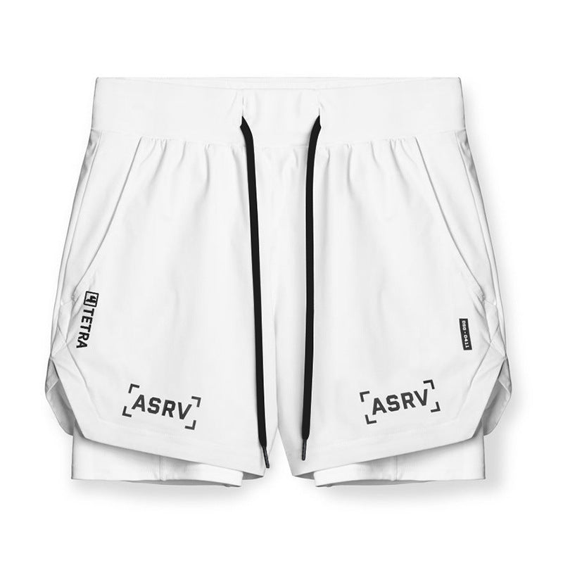 Wear Summer Sports Shorts Men's Fake Two-Piece Quick-Drying Double-Layer Basketball Pants Anti-Running Training Five-Point Pants - Mammalook