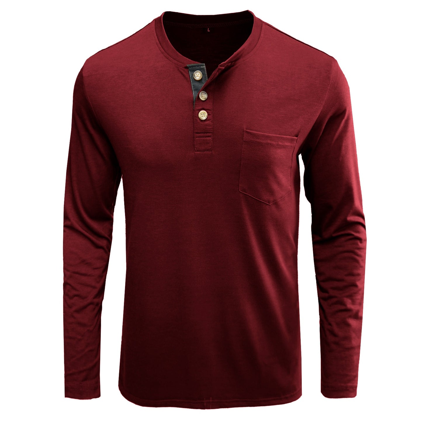 New Autumn And Winter Men's Long Sleeved T-Shirt Solid Color Base Shirt - Mammalook