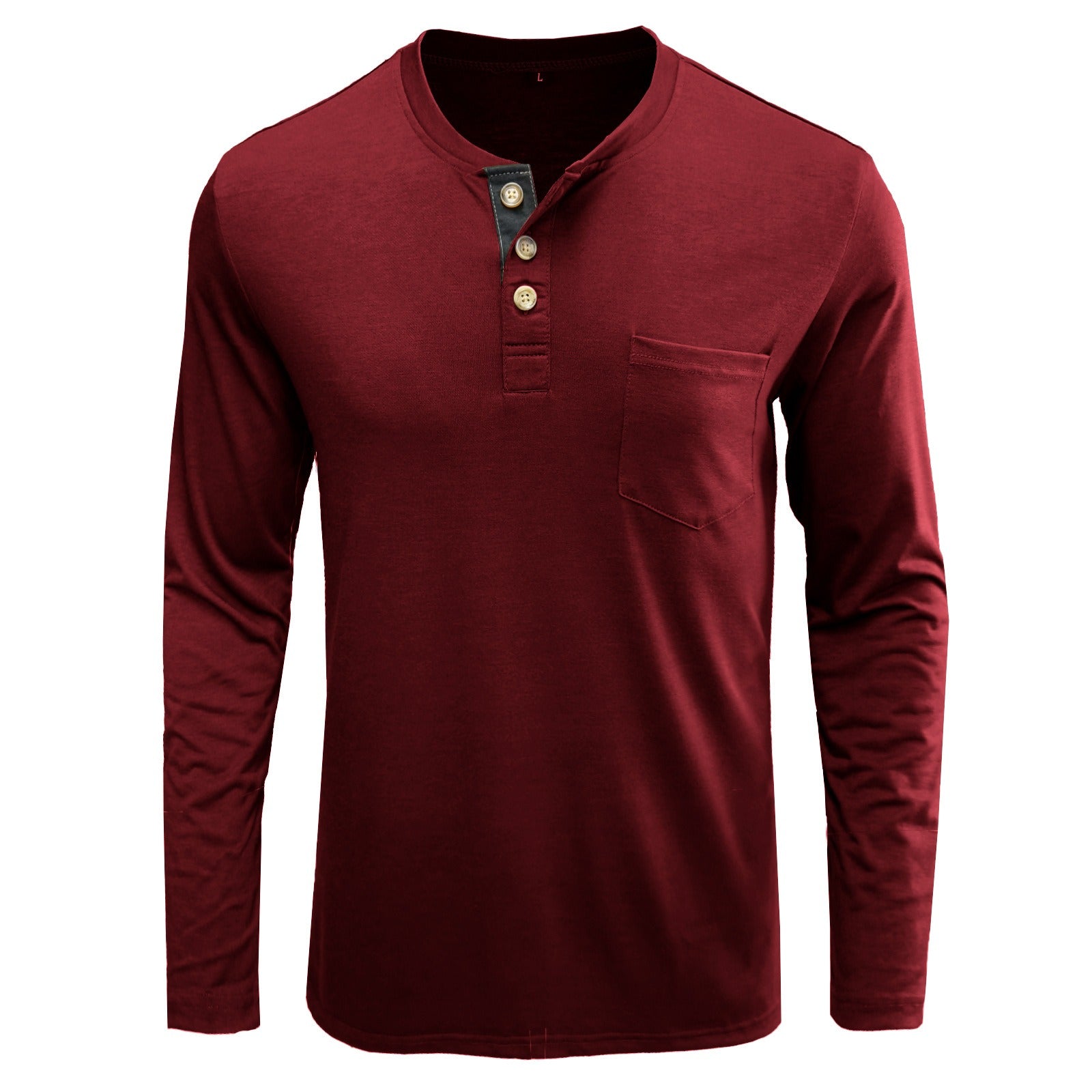 New Autumn And Winter Men's Long Sleeved T-Shirt Solid Color Base Shirt - Mammalook