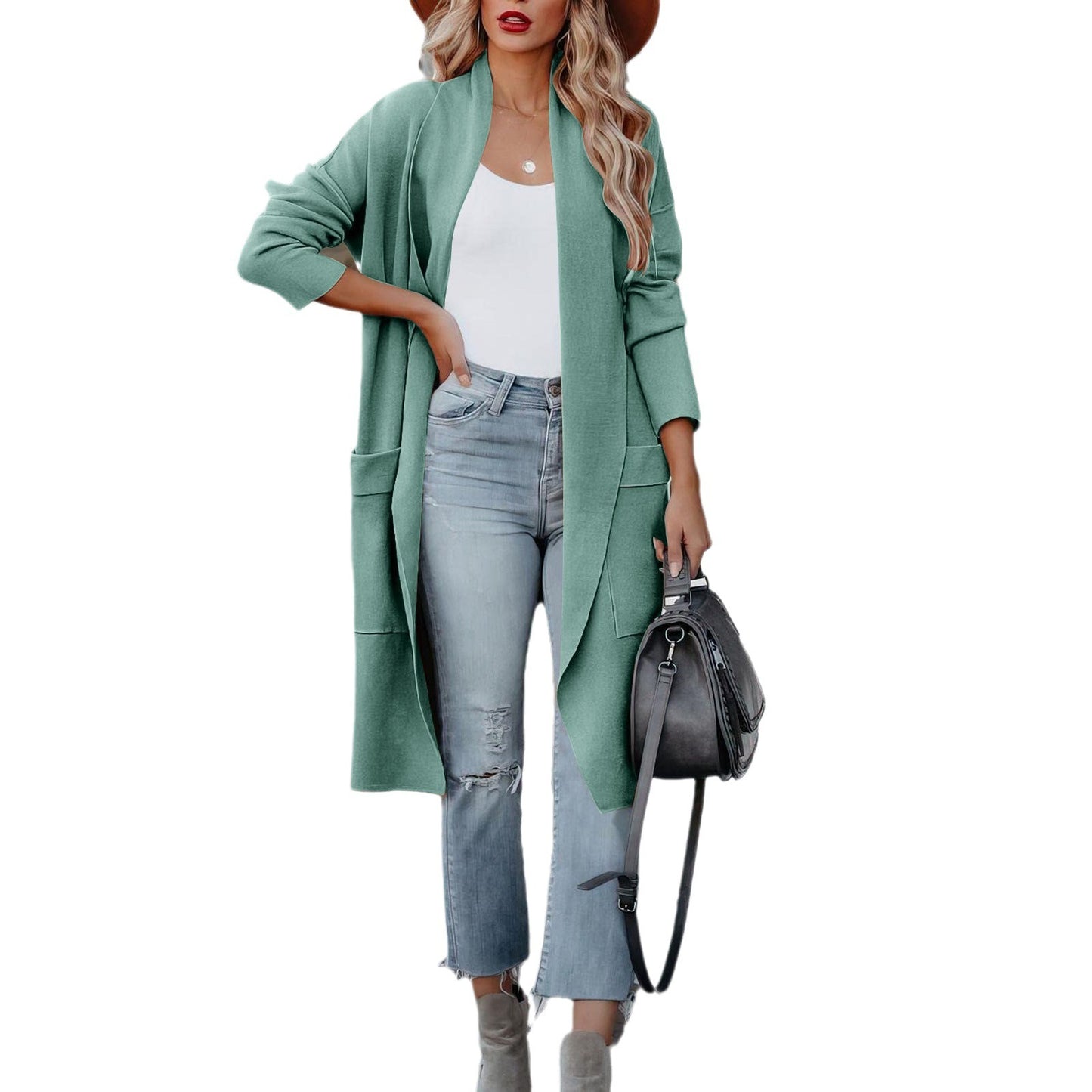 Leisure long solid color warm coat jacket for women - Mammalook