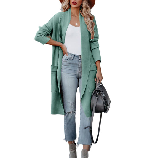 Leisure long solid color warm coat jacket for women - Mammalook