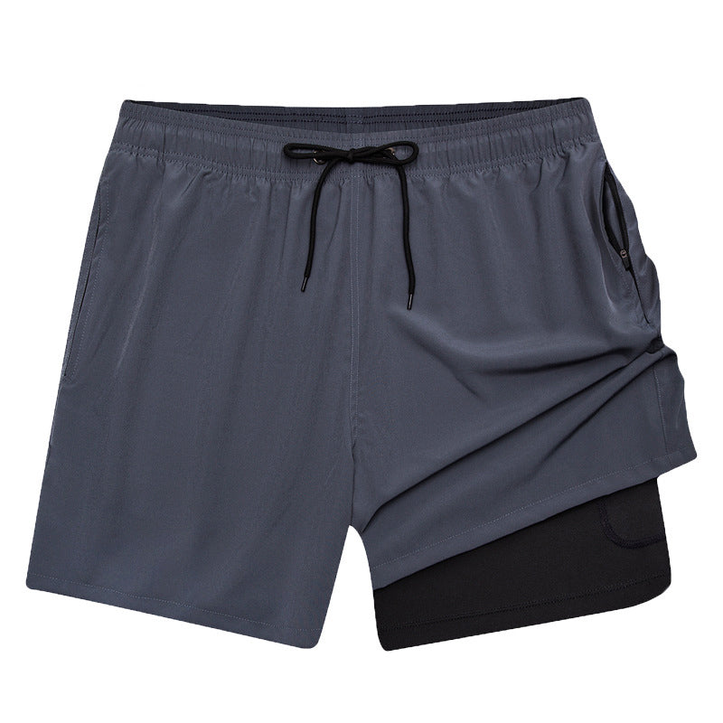 Mens Beach Pants, Zipper Pockets, 2 In 1 Swimming Pants, Mens Anti Embarrassment, Quick Drying, and Anti Splashing Solid Color Shorts - Mammalook