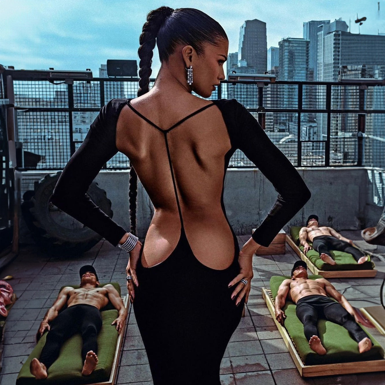 European and American style women's clothing hot selling fashion sexy backless long sleeved floor sweeping dress long skirt - Mammalook