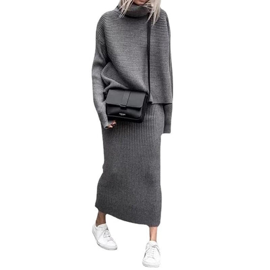 European and American women's autumn new casual loose fashion long skirt two-piece set - Mammalook