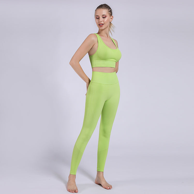 Yoga Clothing Suits Women's Seamless Sports Bra Hip Lifting Fitness Pants Hip Bottom Pants Leggings Yoga Clothing - Mammalook