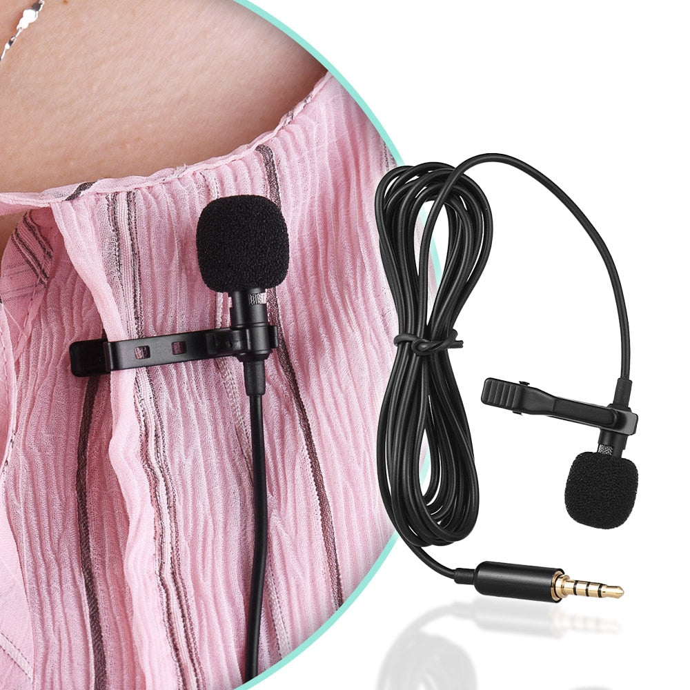 Andoer EY-510A Mini Portable Clip-on Lavalier Microphone – Wired for iPhone, iPad, Android, and DSLR Cameras - Mammalook