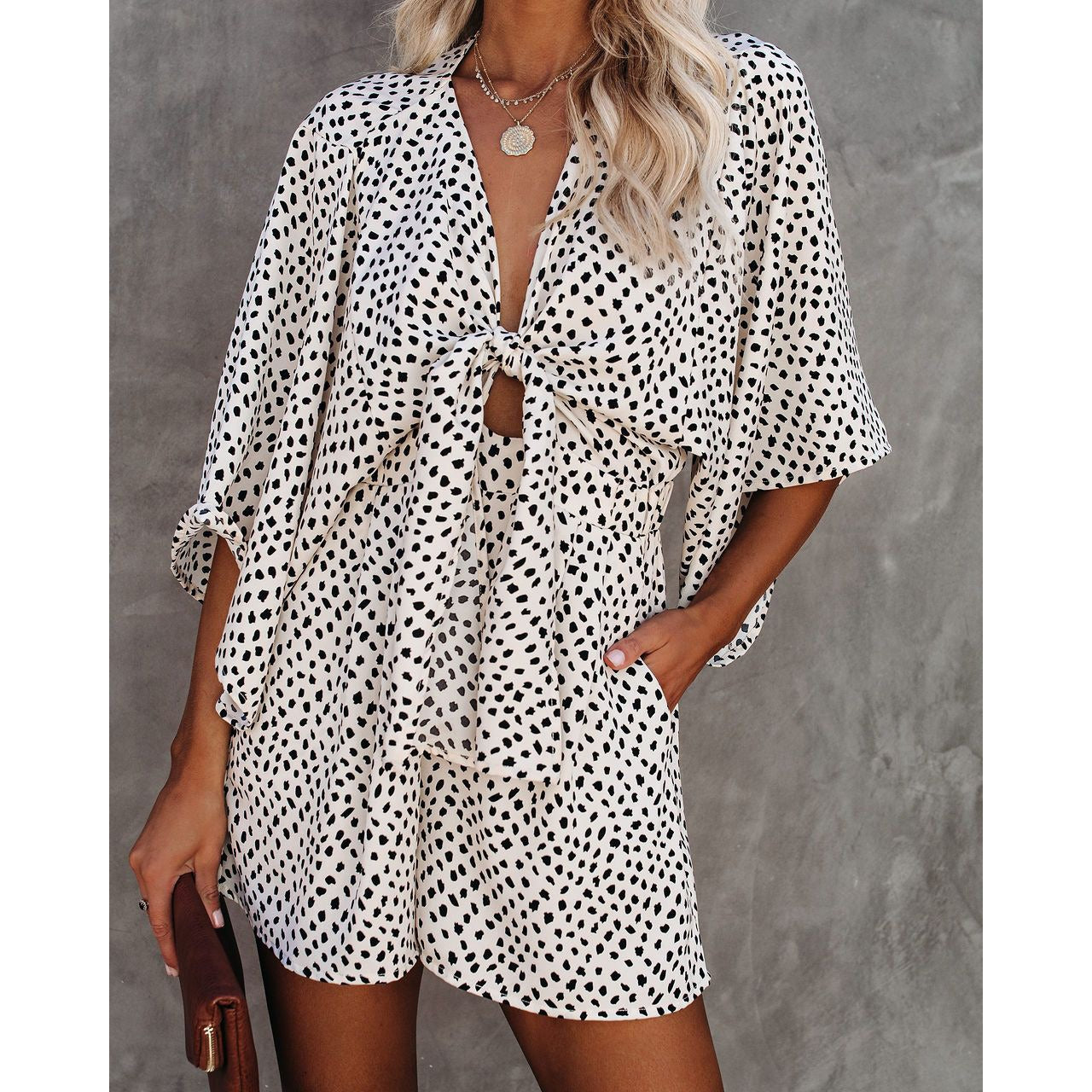 V-Neck Lace Loose Jumpsuit