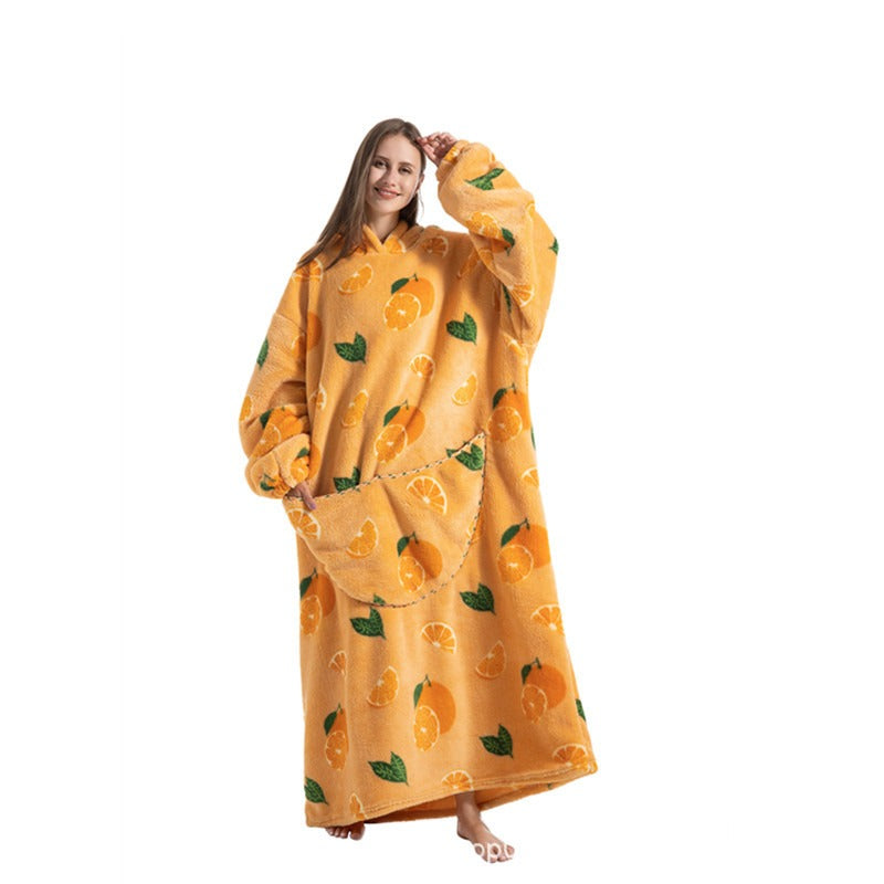 Super Long Flannel Blanket with Sleeves Winter Hoodies Sweatshirt Pullover Fleece Giant Wearable Blanket Hoodie Oversized - Mammalook