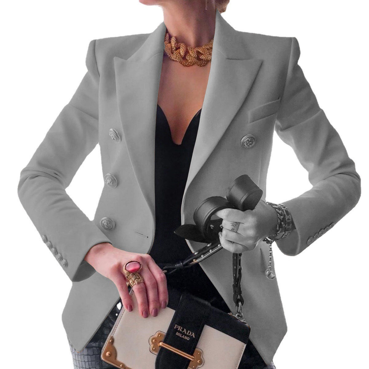 Solid Color Fashion Casual Suit Short Coat for Women - Mammalook