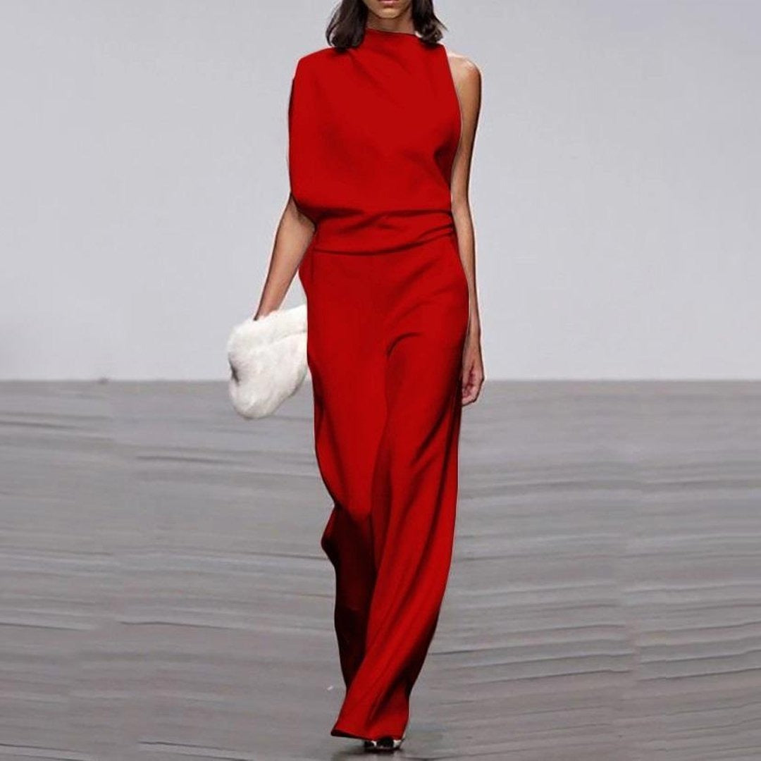 Single shoulder sleeve casual commuting jumpsuit - Mammalook
